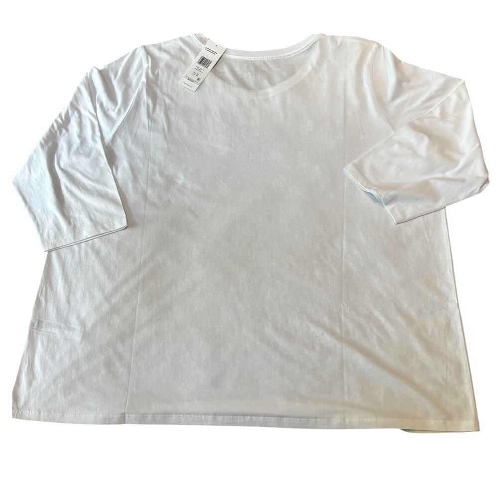 NWT Eileen Fisher White Organic Pima Cotton Jersey 3/4 Sleeve Tee Shirt Size 3X - Picture 2 of 7